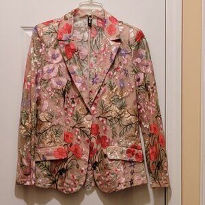 Embroidered Sheer Blazer Size Large